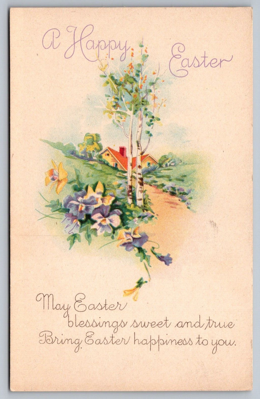 A Happy Easter w/Poem Unposted Antique Postcard