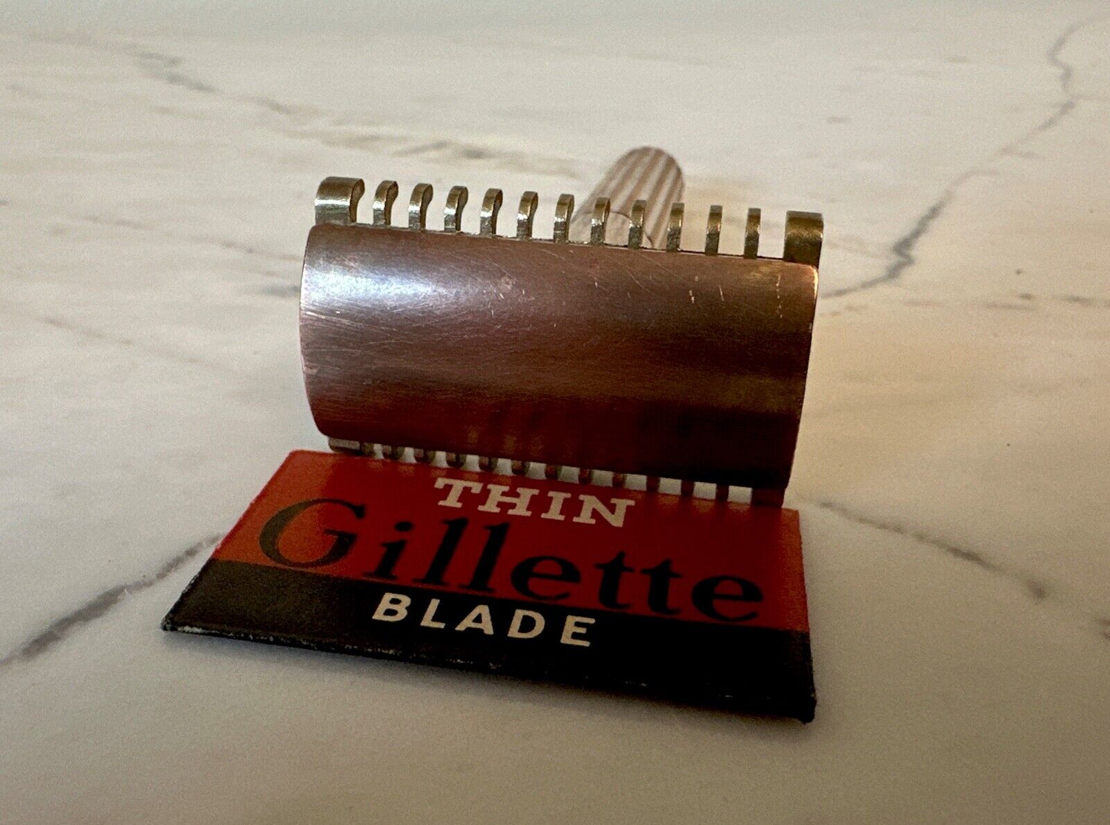 Vintage Gillette 1940’s Two Tone Fat Handle Safety Razor/3 Piece/Clean
