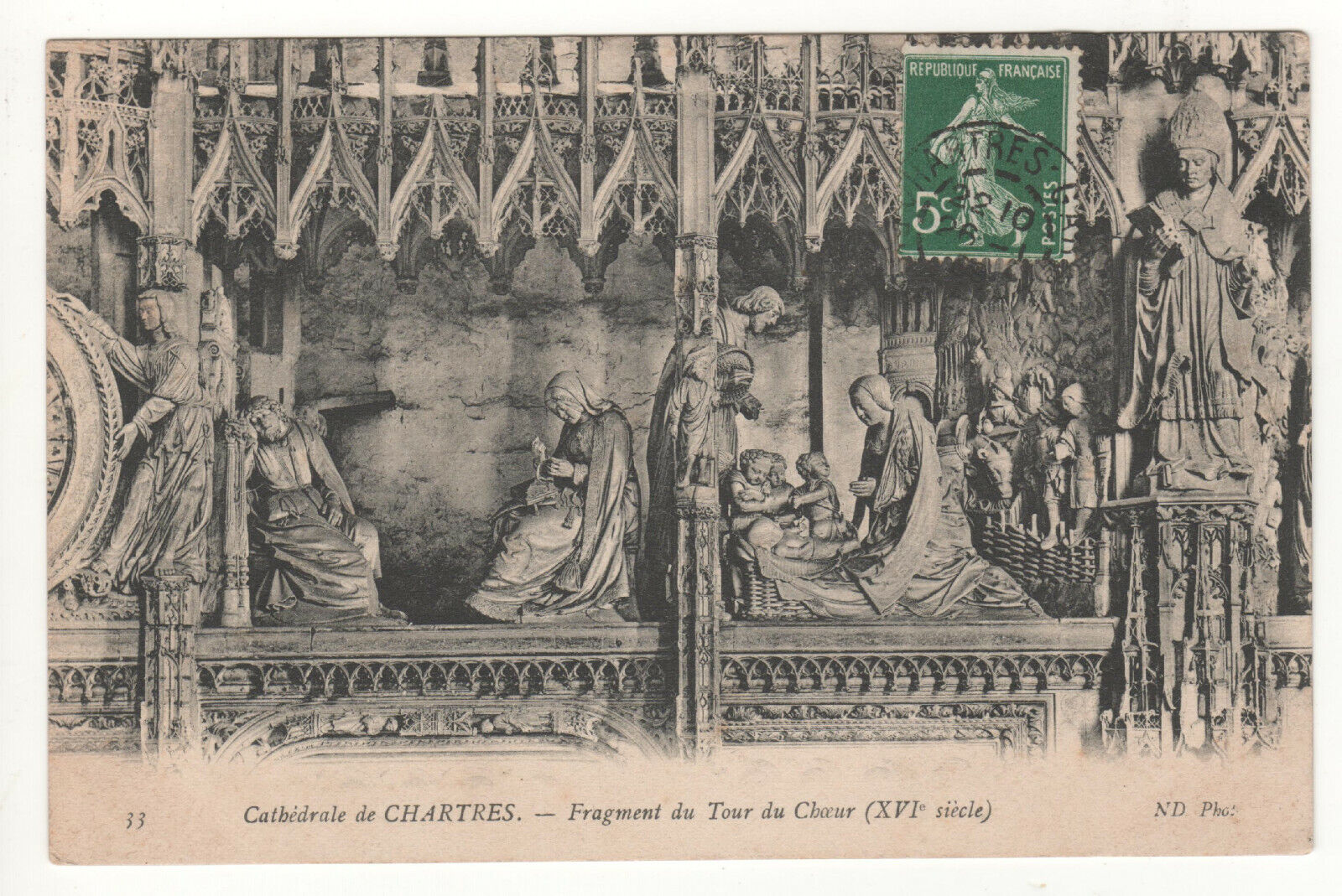 CPA 28 - CHARTERS - CATHEDRAL - FRAGMENT OF THE TOWER (EURE-ET-LOIR) - WRITTEN