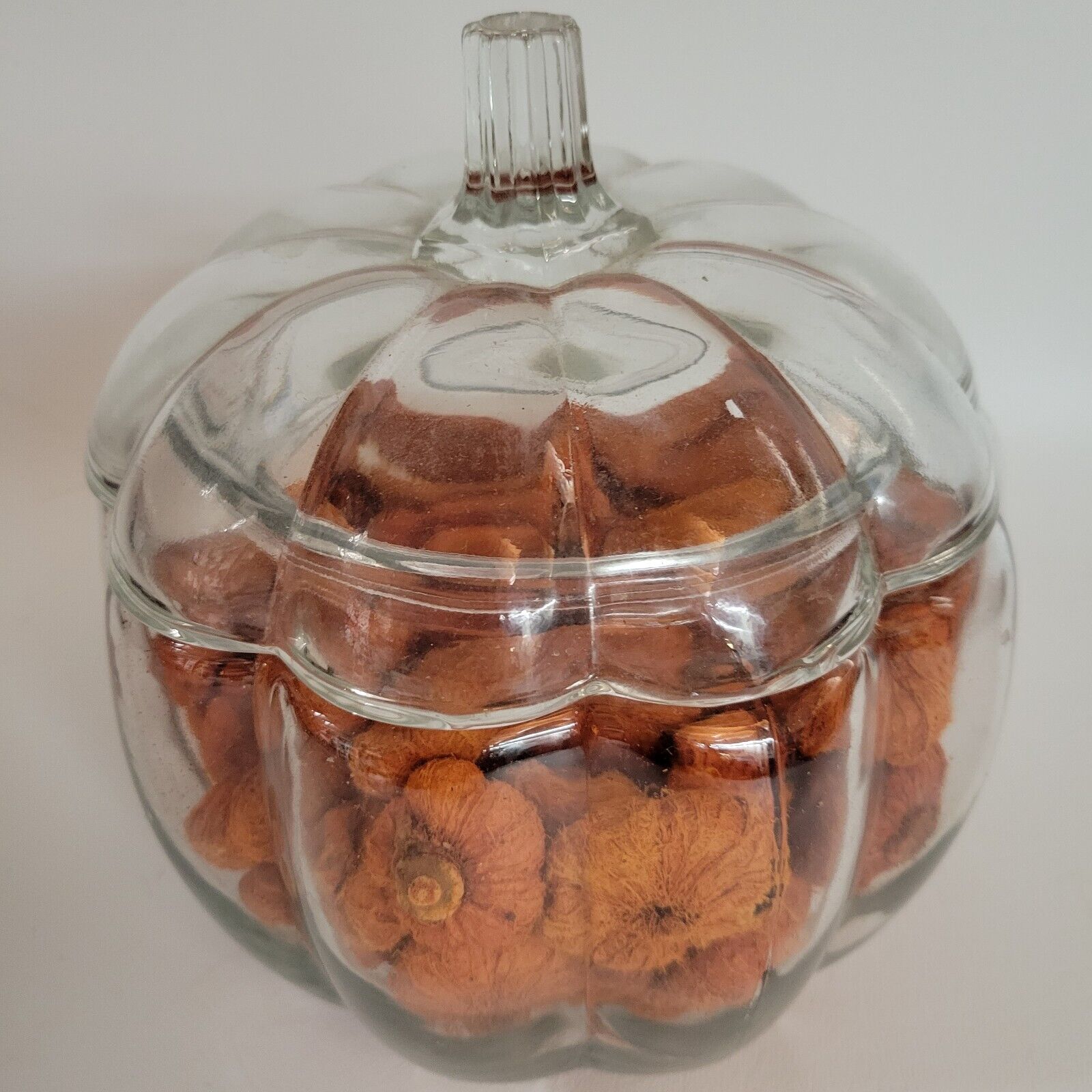 7. 5 Inch Halloween Clear Glass Candy Jar With Lid Trick or Treat Bowl Fall