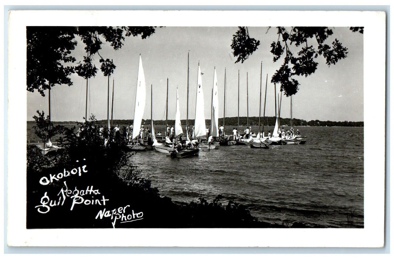 c1940\'s Okoboji Regatta Gull Point Sailboat Iowa IA RPPC Photo Vintage Postcard