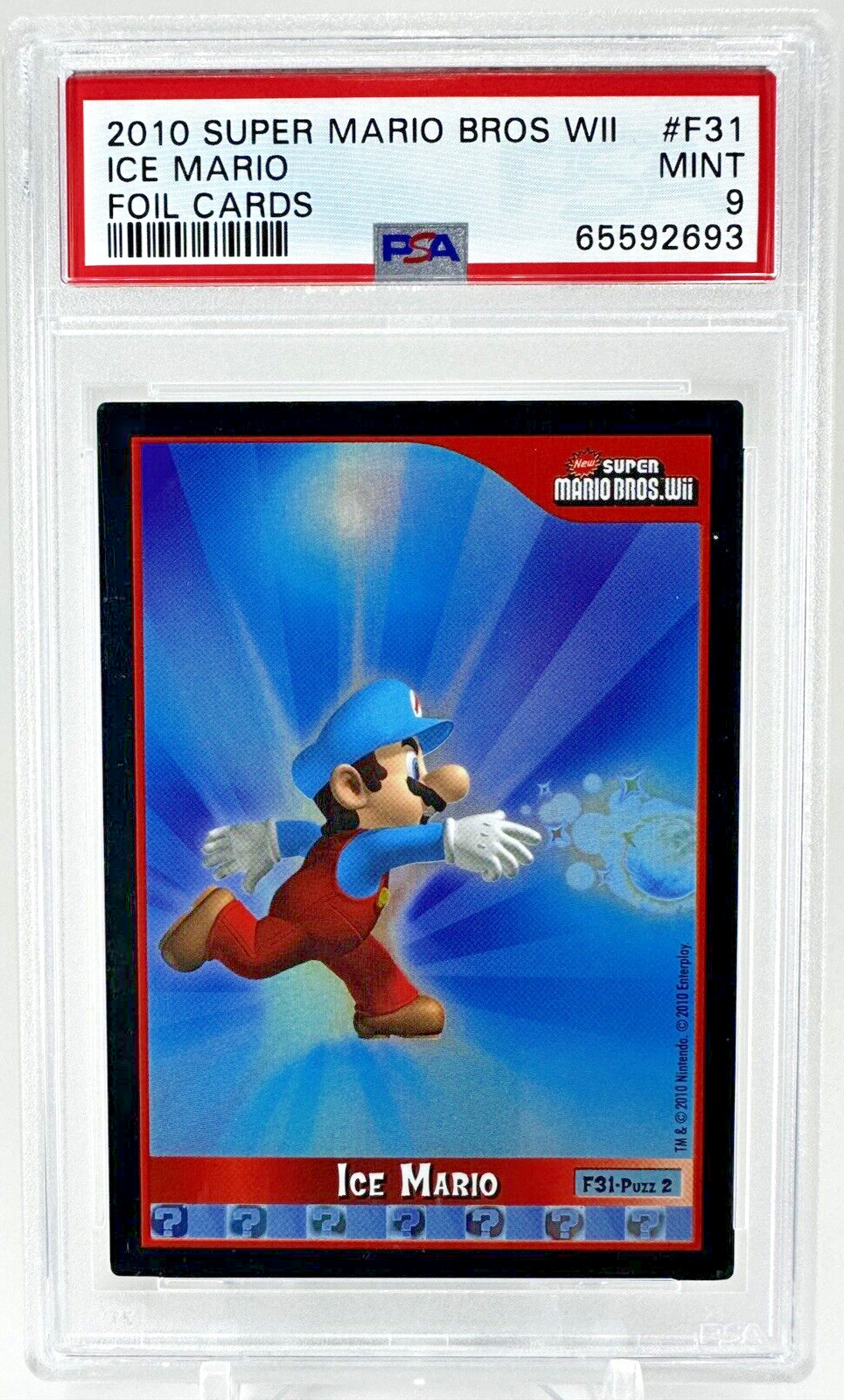 PSA 9 ❄️ Ice Mario 2010 Enterplay Super Mario Bros Wii #F31 Foil Mint 🔥 POP 2