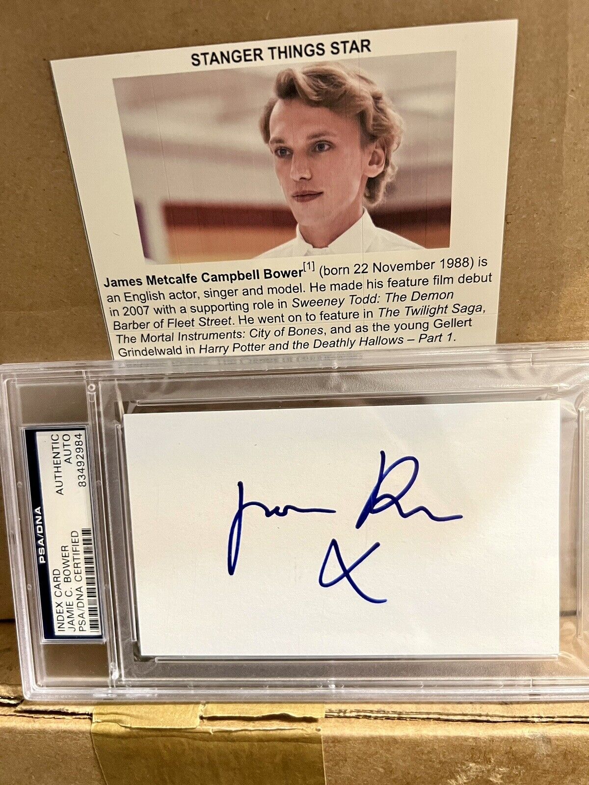 JAMIE CAMPBELL BOWER James Stranger Things Autograph PSA Auto Signed Vecna Card