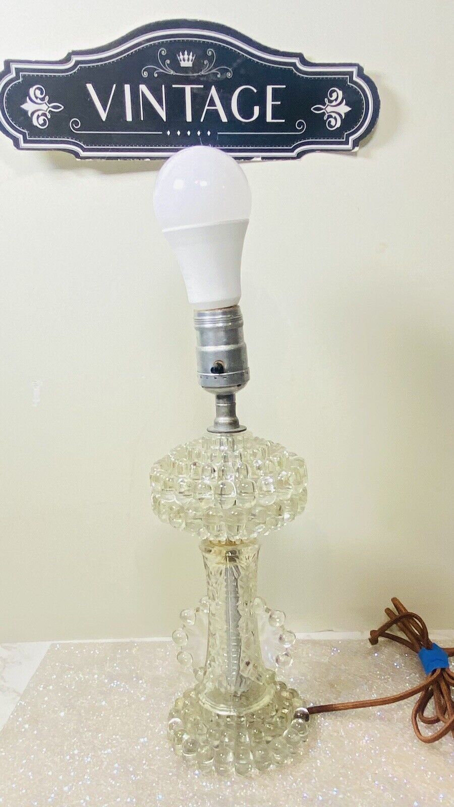 Vintage Circa 1930/40s Art Deco Bubble Glass Boudoir Lamp, Beauty Woks Awesome