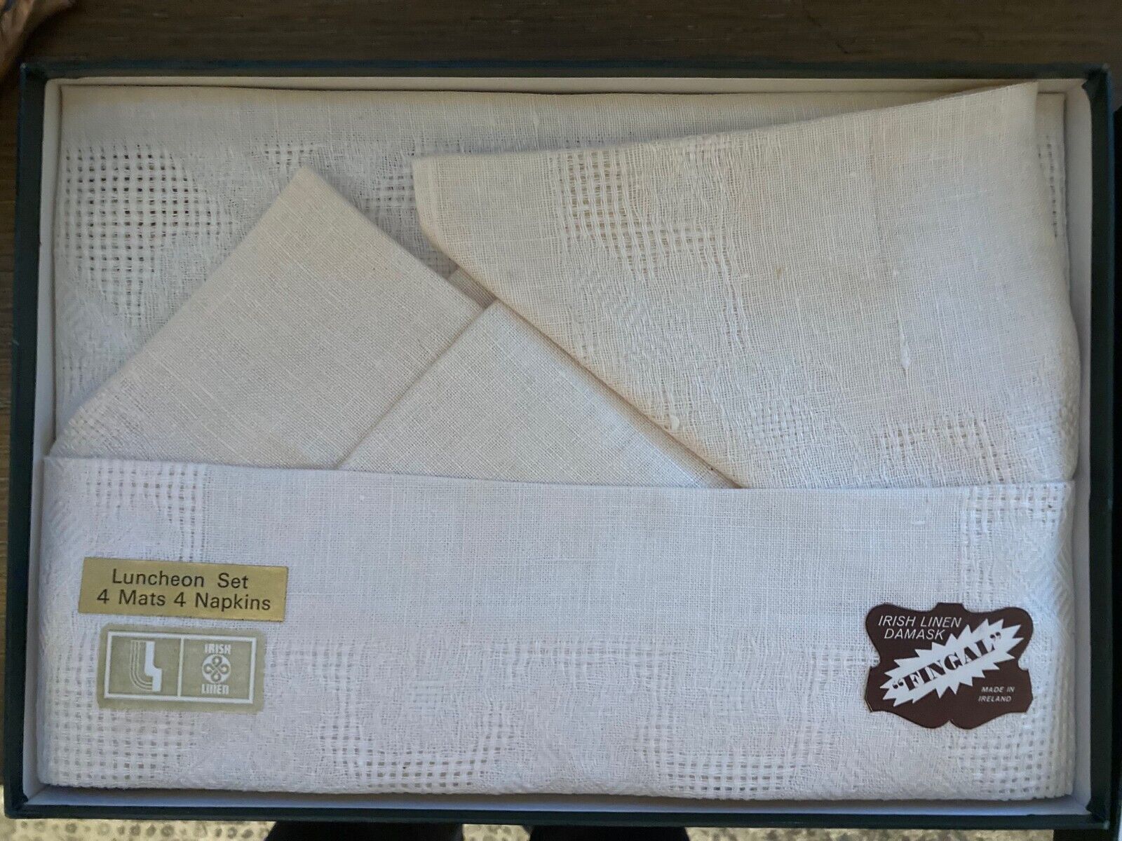 Vintage Fingal Irish Damask Linen Napkins & Placemats (4) in Box