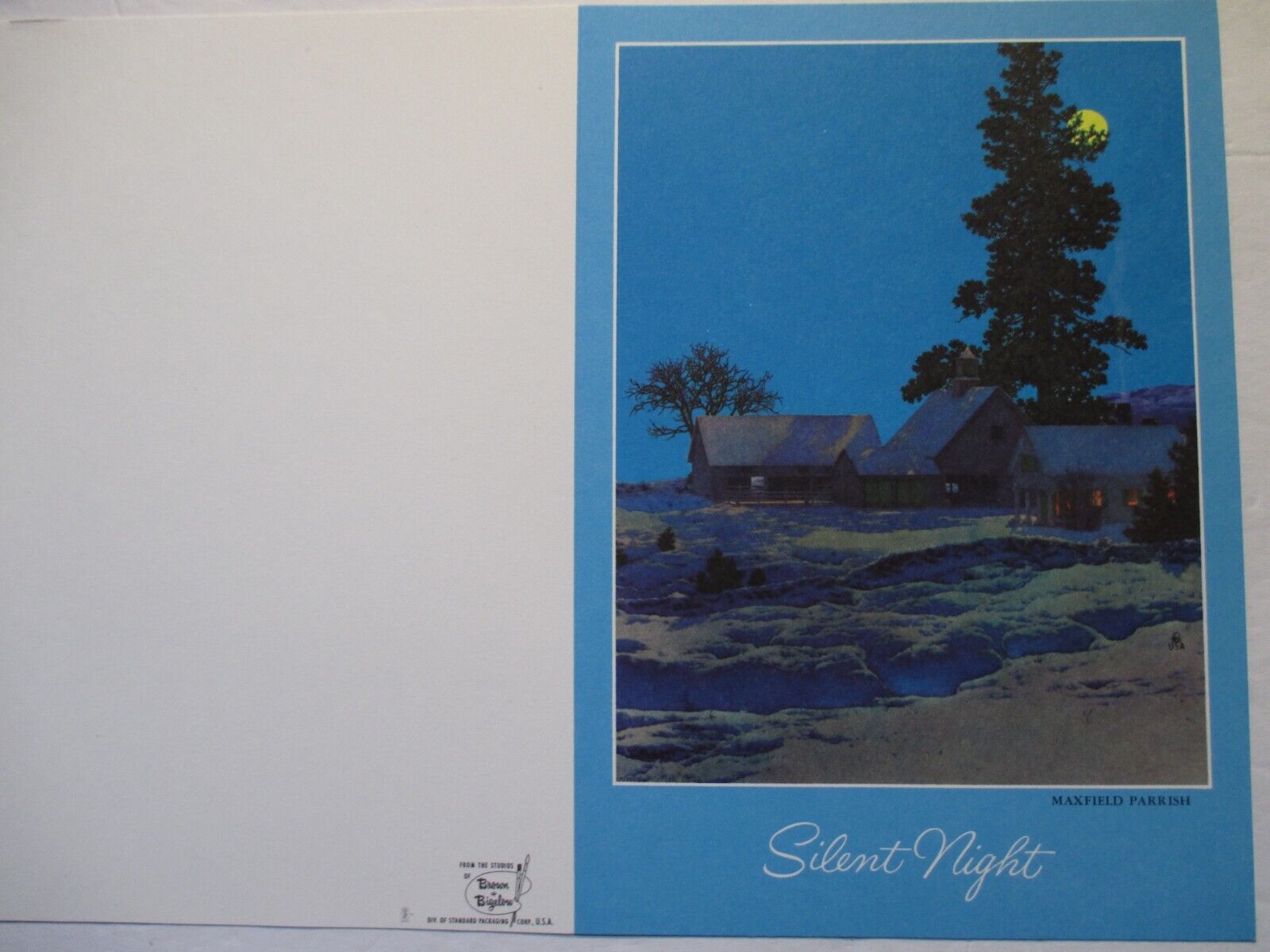 Vintage Maxfield Parrish Christmas Card Silent Night BROWN & BIGELOW VERY NICE