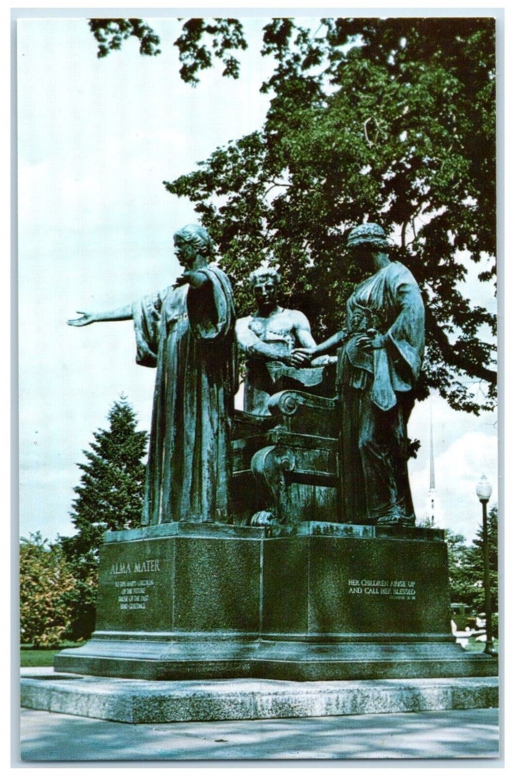 1960 The Alma Mater Monument Stands NE Quadrangle Altgeld Hall Illinois Postcard