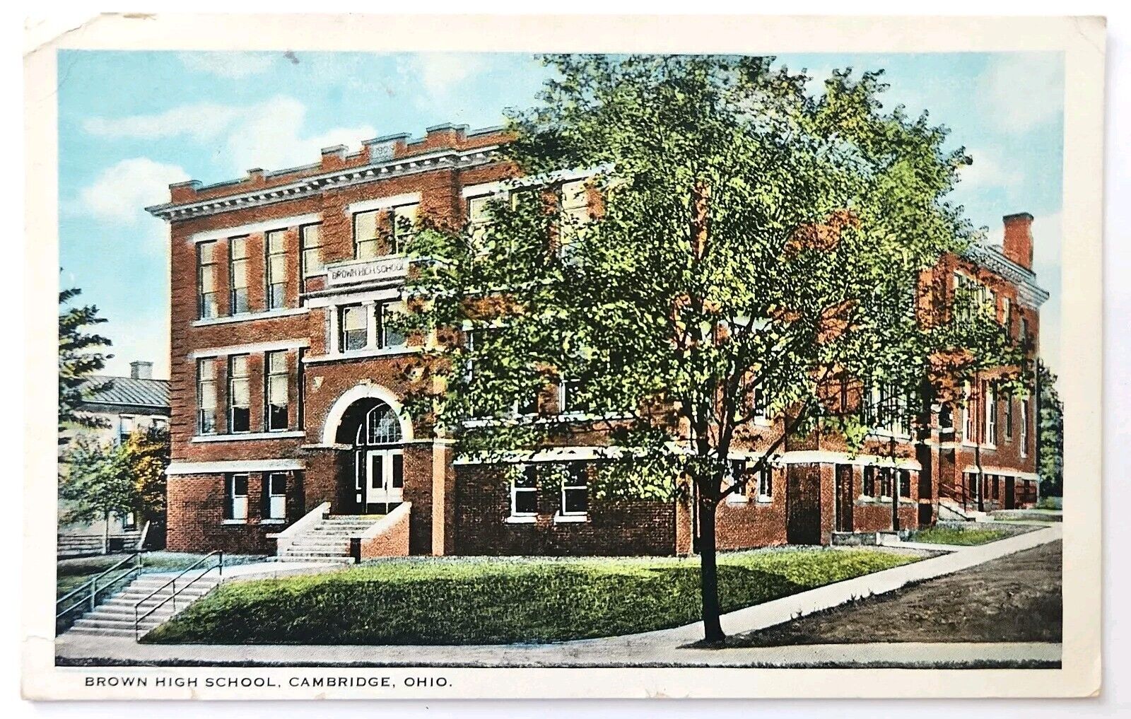 Postcard Cambridge OH Brown High School, Antique Vintage Souvenir 1924 PD DB