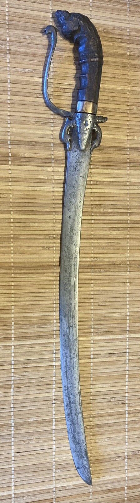 19thC. Malay/Filipino, Minasbad Sword, Handforged pattern blade Carved Horn Grip