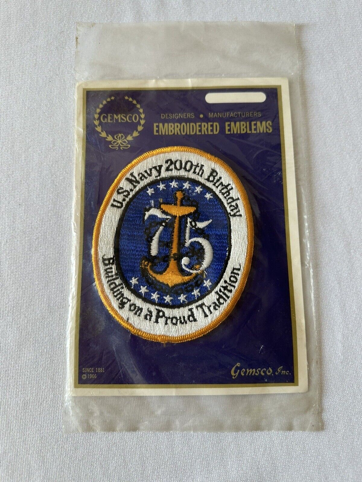 Vinrage USN US Navy 200th Birthday 1975 Patch By Gemsco Sealed Packaging