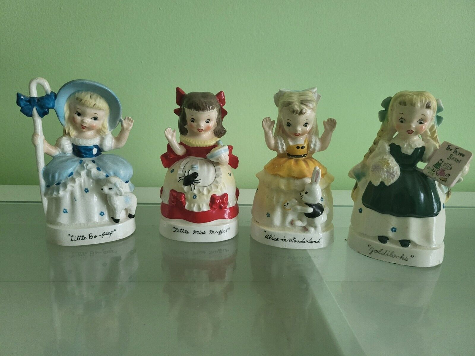 Napco Figurines: Little Miss Muffet, Bo-Peep, Alice In Wonderland & Goldilocks
