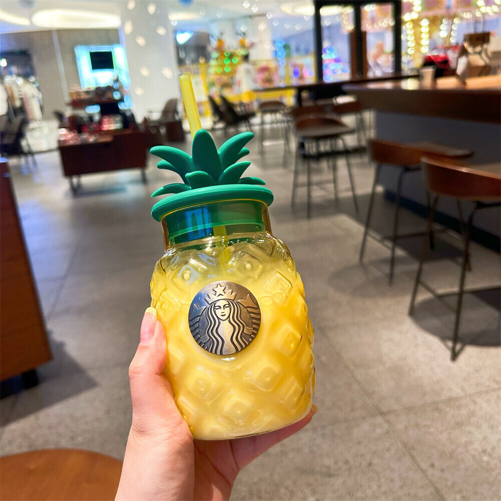 Starbucks Summer Pineapple Durian Glass Sippy Cup Tumbler 575ml Straw Cup