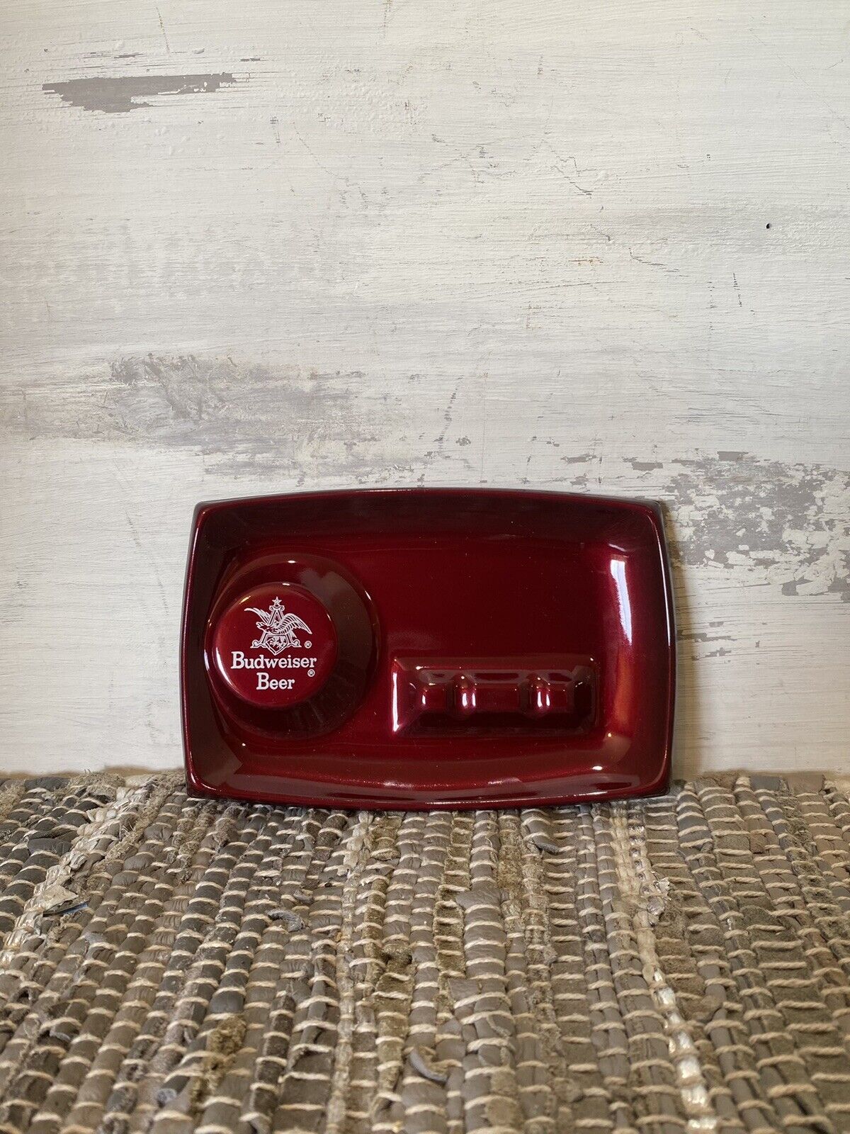 Vintage 1950\'s Budweiser Beer Ashtray Red Bar Advertising ANHEUSER BUSCH, Unused