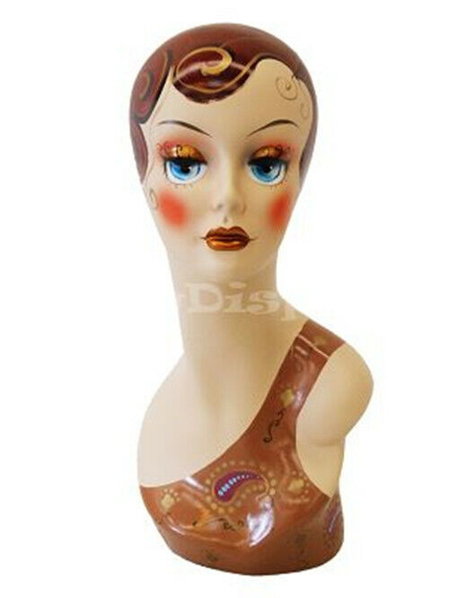 2PCS Female Mannequin Head Bust Wig Hat Jewelry Display #VF003 X2