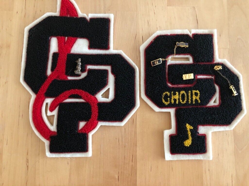Vintage College Letter(s) with pins 1. Choir, 2. Band