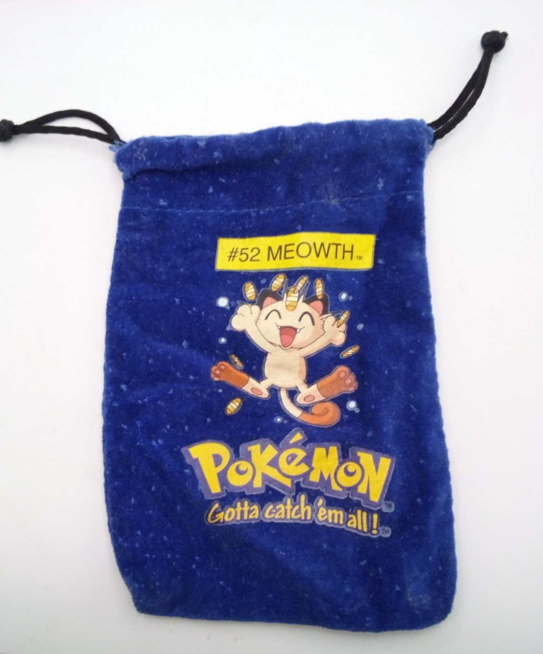Vtg Pokemon #52 Meowth Blue Marble Collector Bag  Pouch NO Marbles RARE