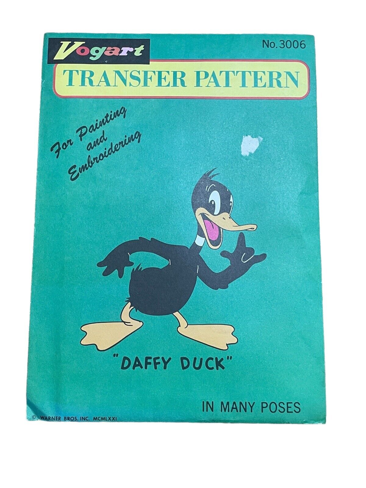 Vintage Vogart #3006 Warner Brothers Daffy Duck Transfer Pattern Many Poses