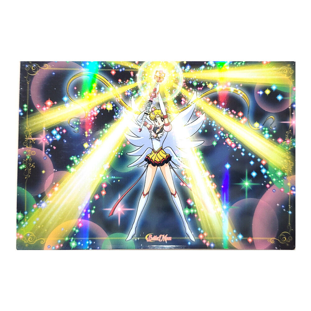 Sailor Moon HQ Rainbow Foil Holo Card - Silver Moon Crystal Power Kiss