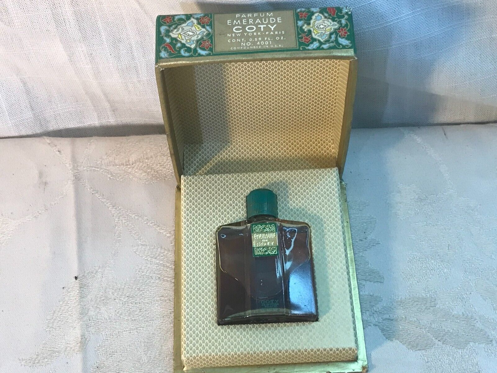 Vintage 1920s Parfum Emeraude by Coty 0.59 Oz. RARE-Original Box-NOS-NEVER USED
