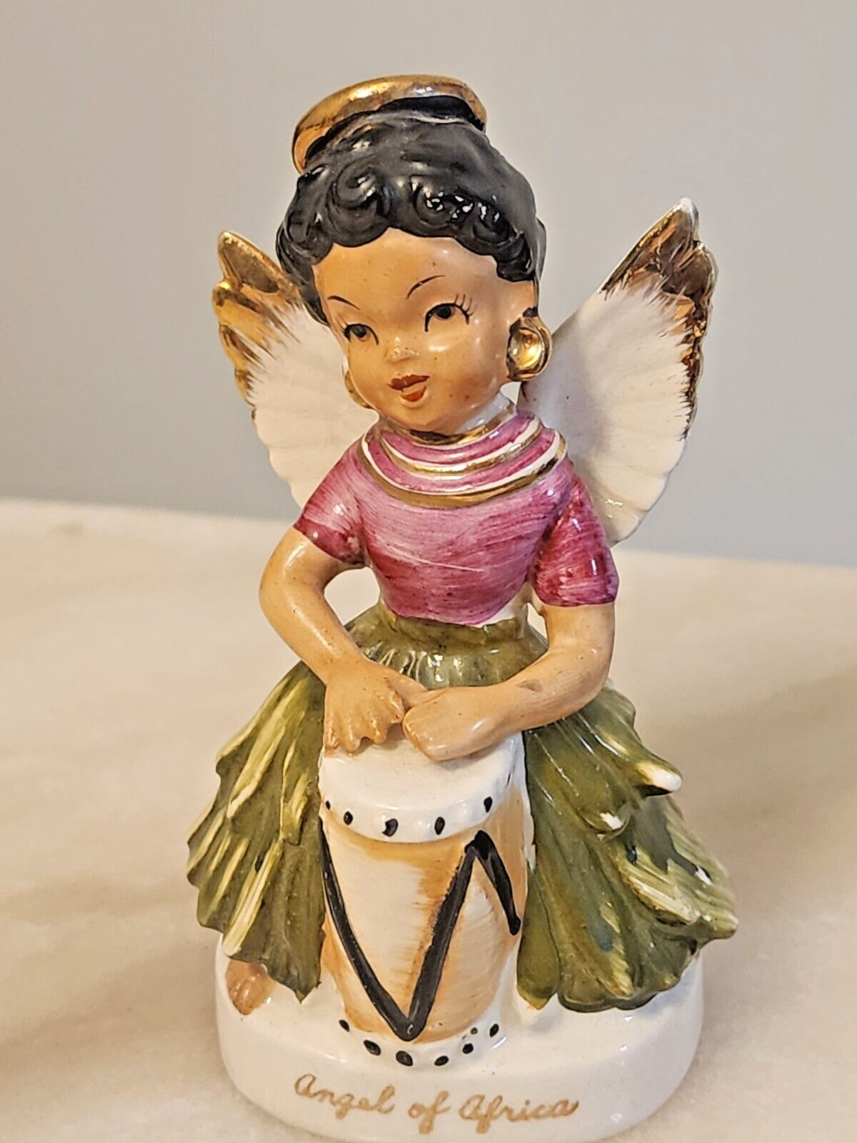 Vintage 1958 ART GIFT CORP “ANGEL OF AFRICA” Ceramic  4” Figurine