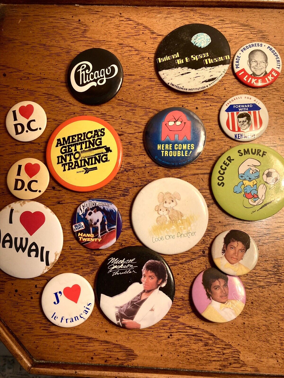 Lot of 80’s Button Pins- Michael Jackson, Spuds, Rare Pac Man Ghost, etc  