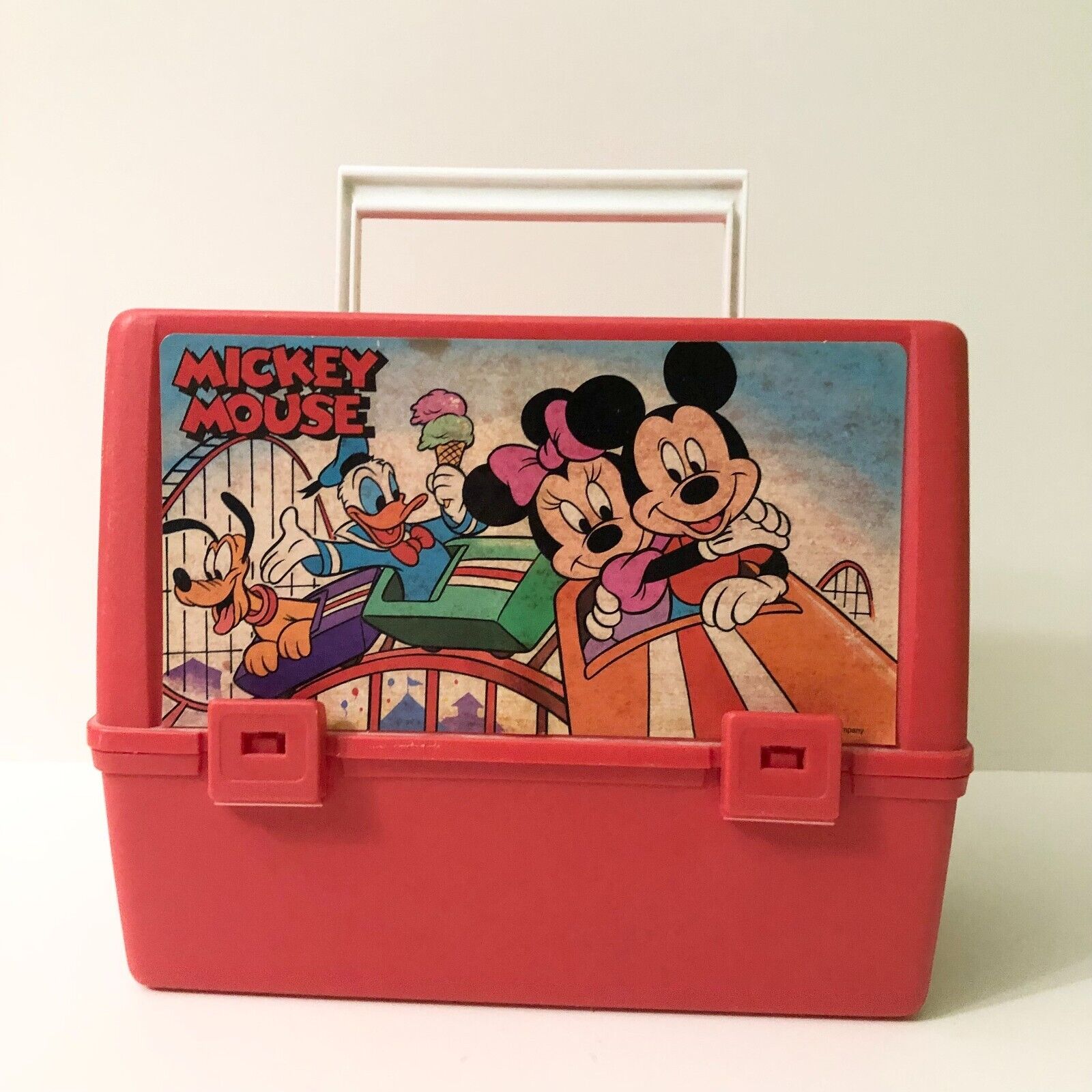 Vintage Thermos Brand Red Mickey Mouse Lunchbox Only Minnie Donald Duck Pluto
