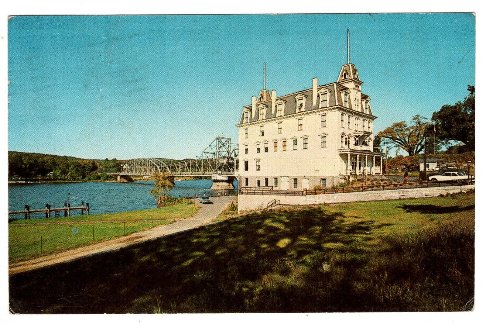 Postcard CT East Haddam Goodspeed Opera House Iron Bridge  Connecticut Vintage