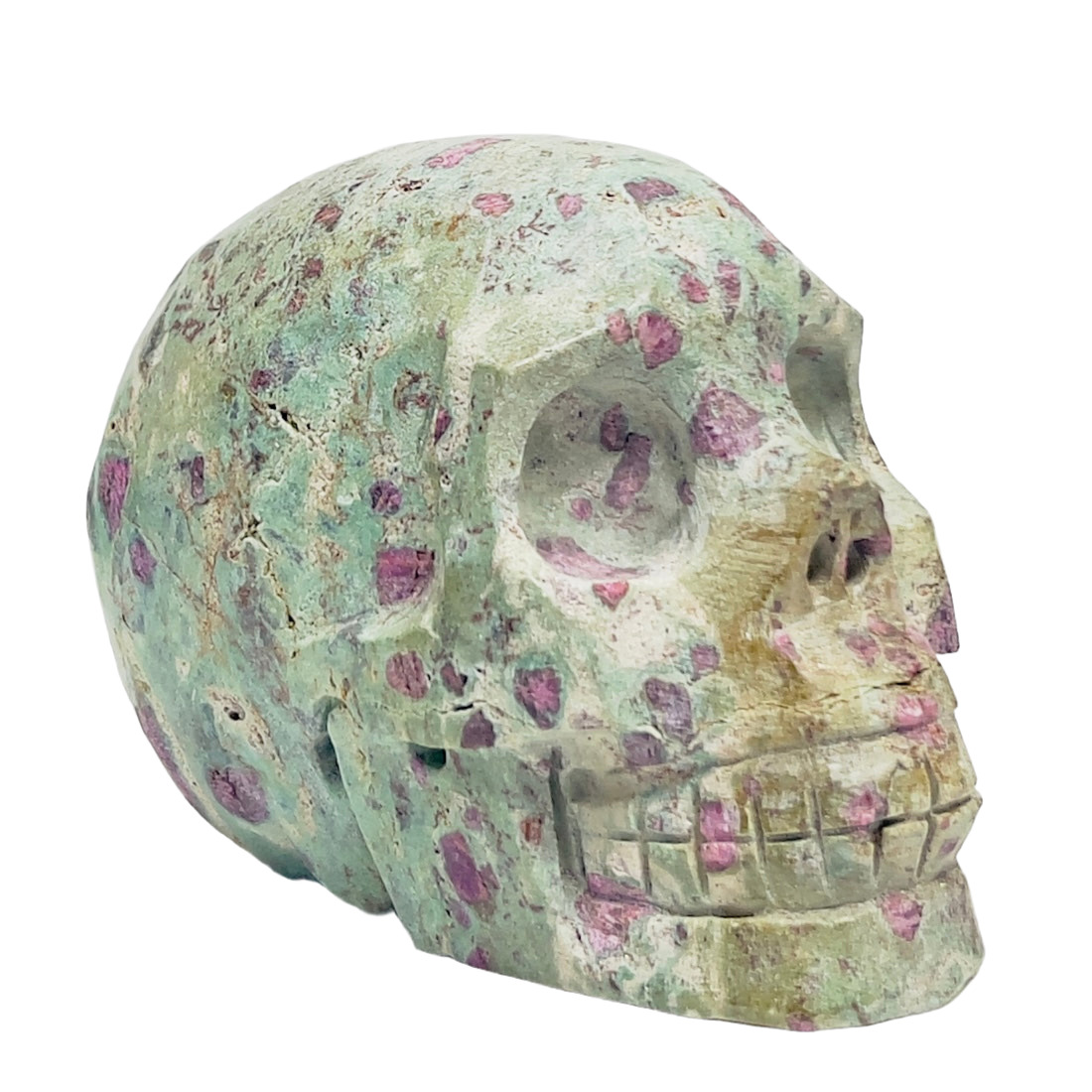 Ruby in Fuchsite Skull UV Reactive Healing Crystal Carving 1086g