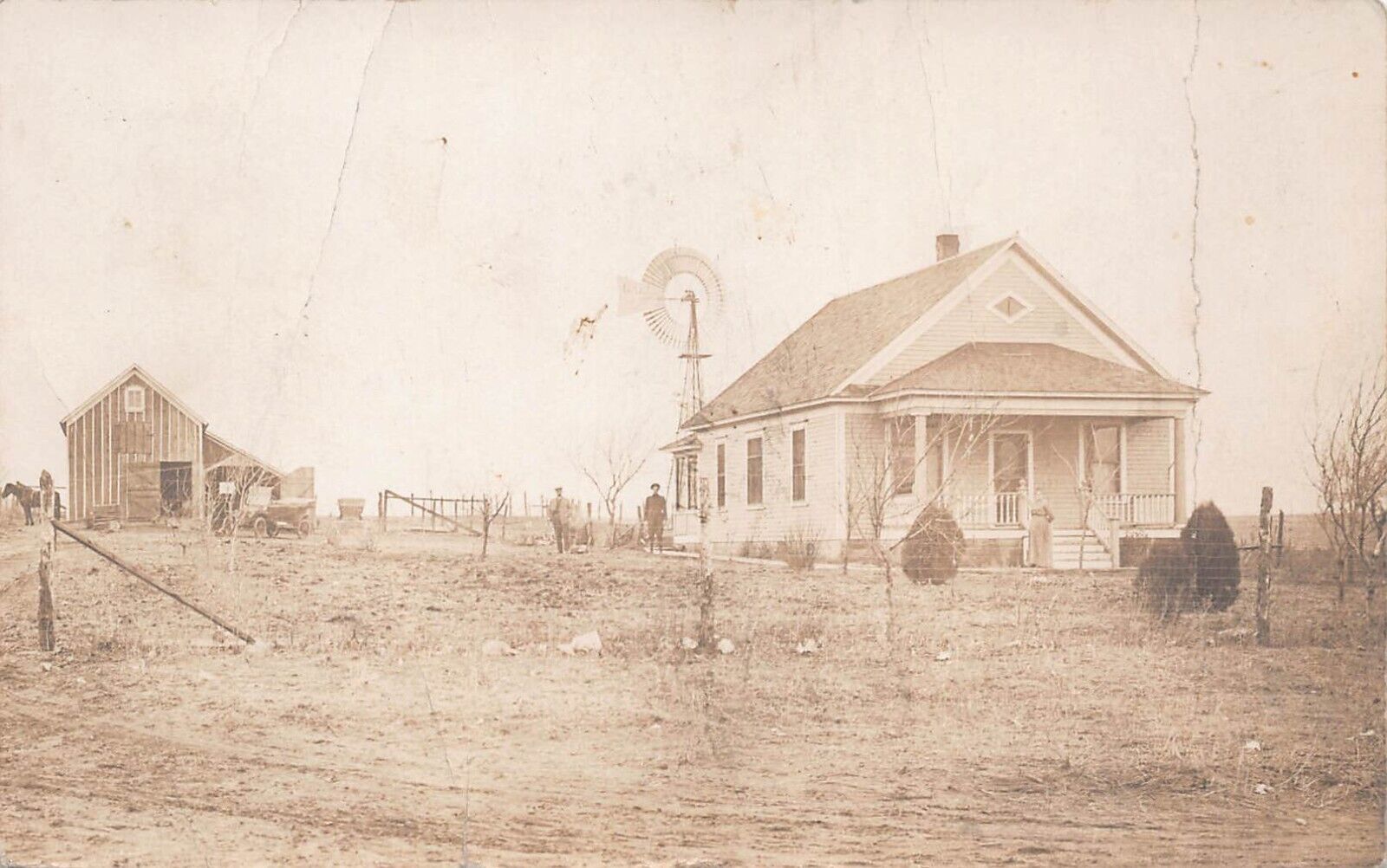 RPPC Zenda KS Kansas McVicker Home Farm c1917 Kingman County Photo Postcard C41