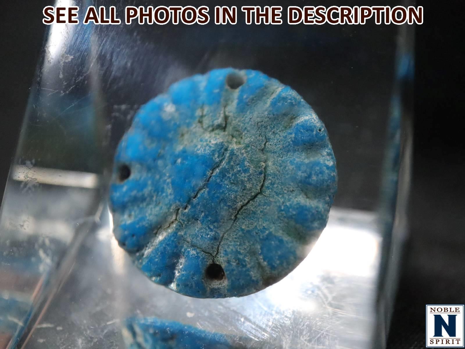 NobleSpirit NoResrve(PA) Authentic 1200 B.C. Sunburst Scarab Blue Faience Amulet