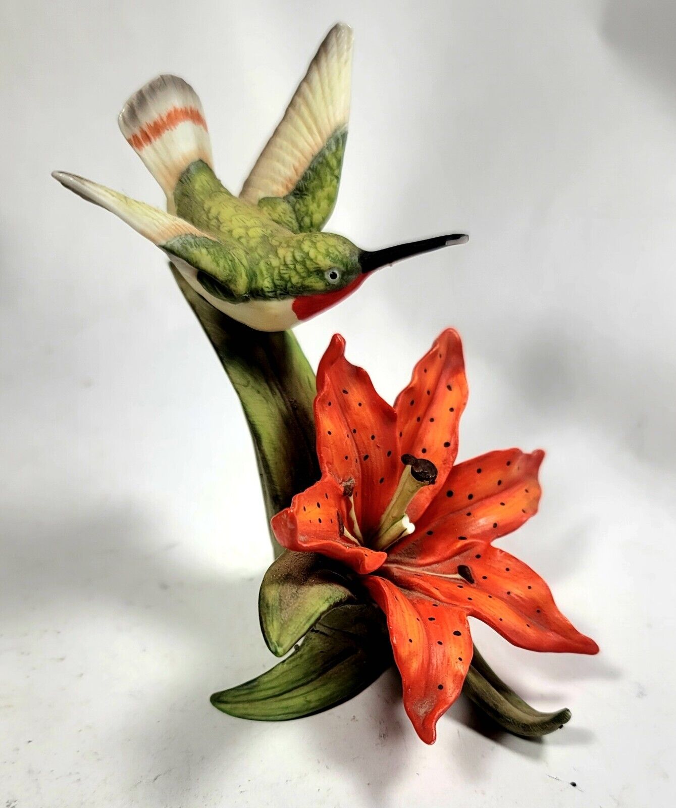 Lefton Twain 1987 Hummingbird Orchid Flower Hand Painted Figurine 06114