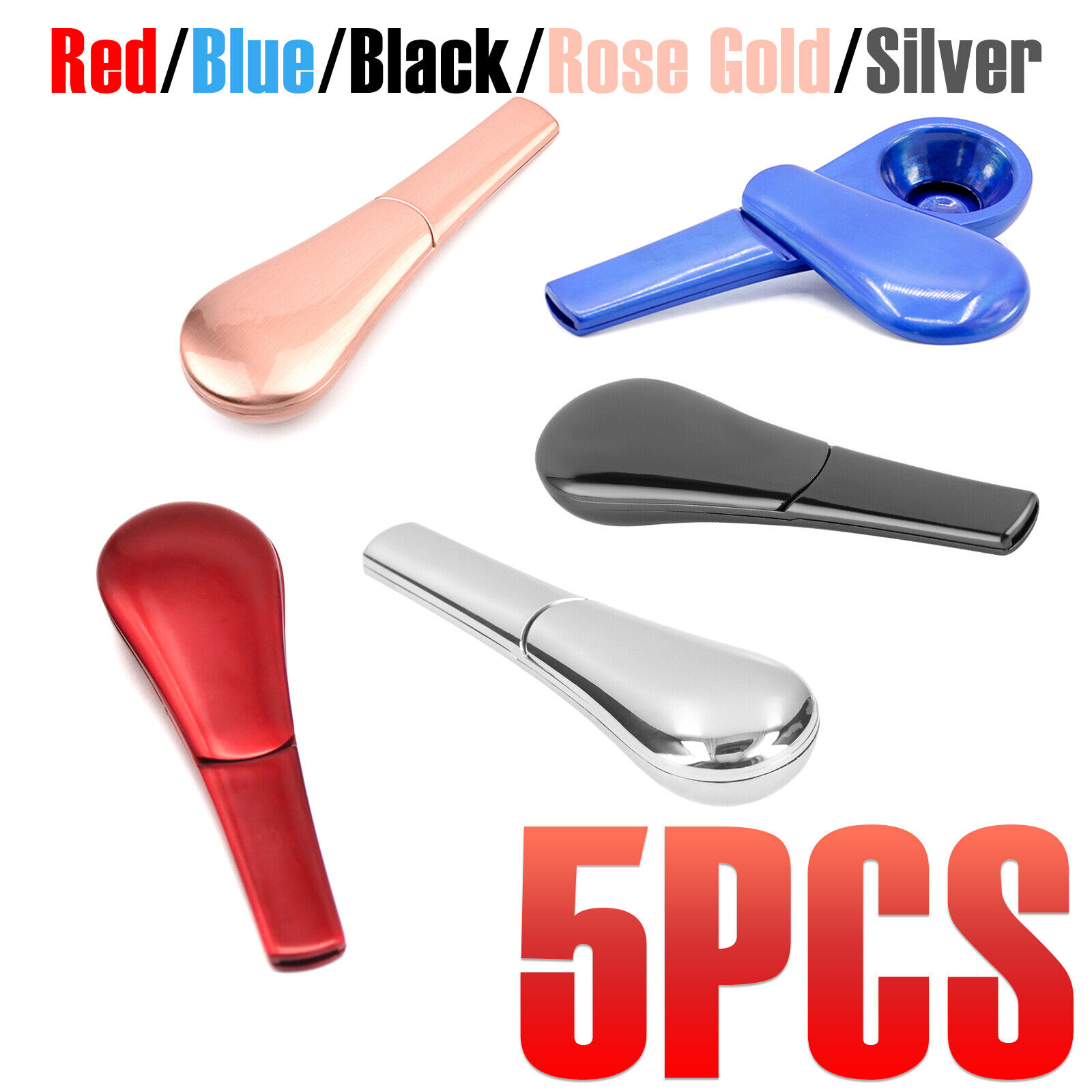 5PCS Portable Magnetic Metal Spoon Smoking Pipe with Gift Box-FREE SHIP CN