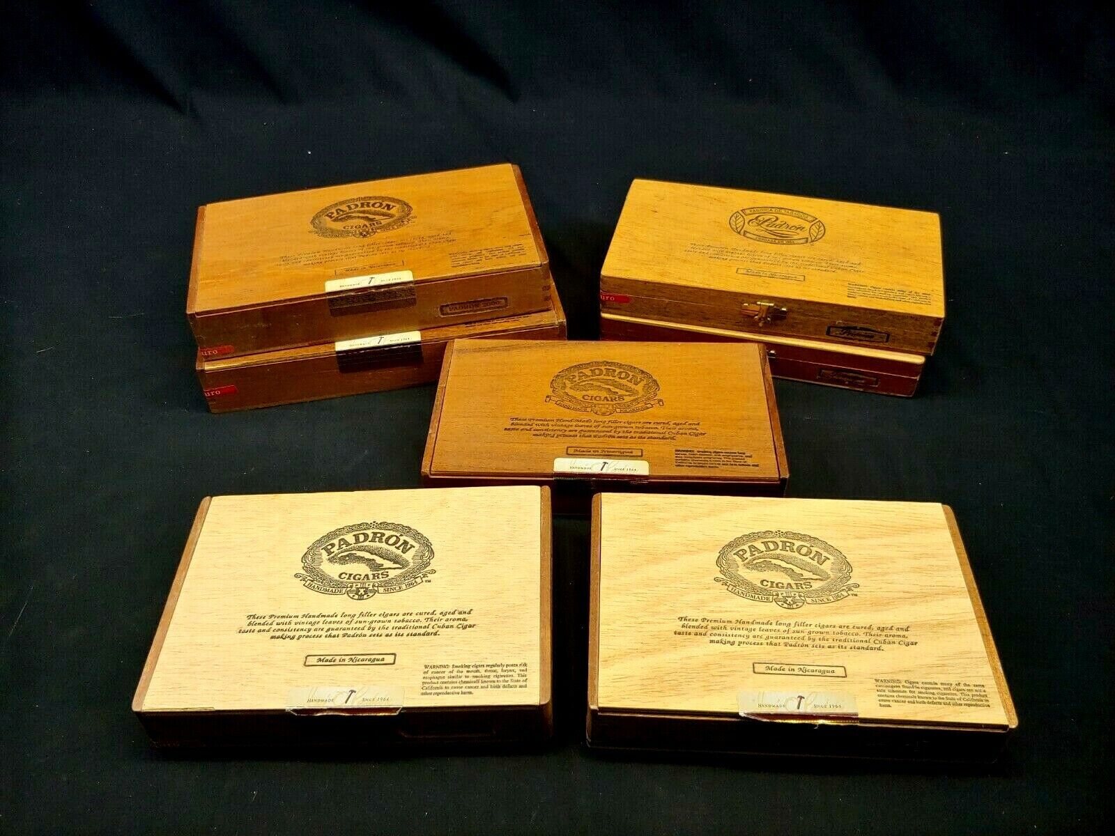 Padron Empty Wooden Cigar Boxes, (lot of 7) Nicaragua