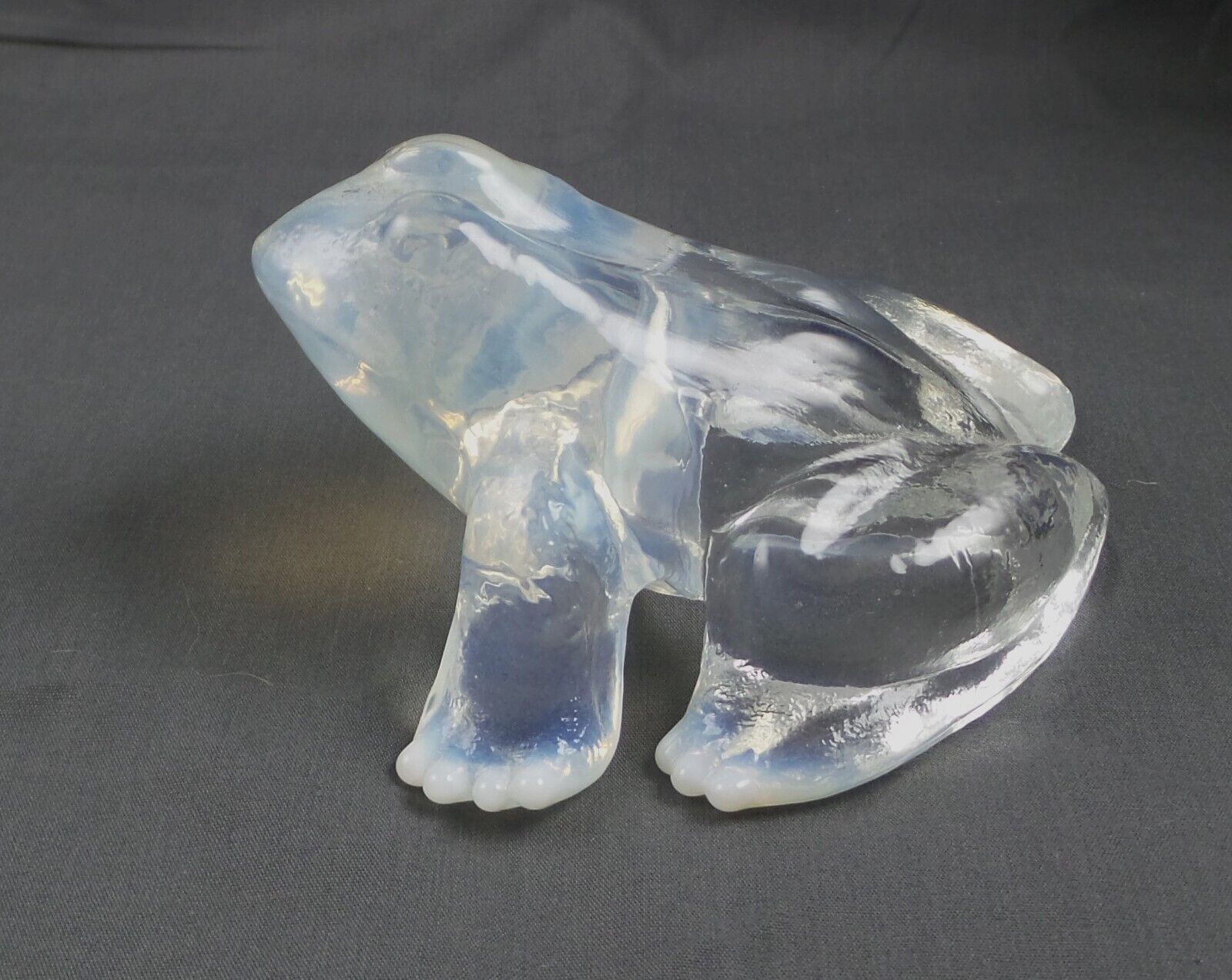 Mosser Clear Glass Opalescent Frog Figure / Figurine