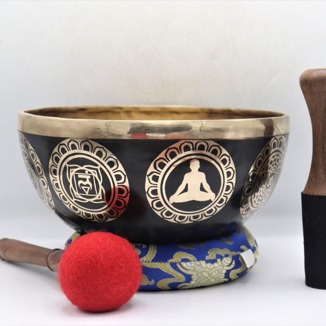 12 inch Authentic Hand-hammered Dark singing bowl - Tibetan singing bowl