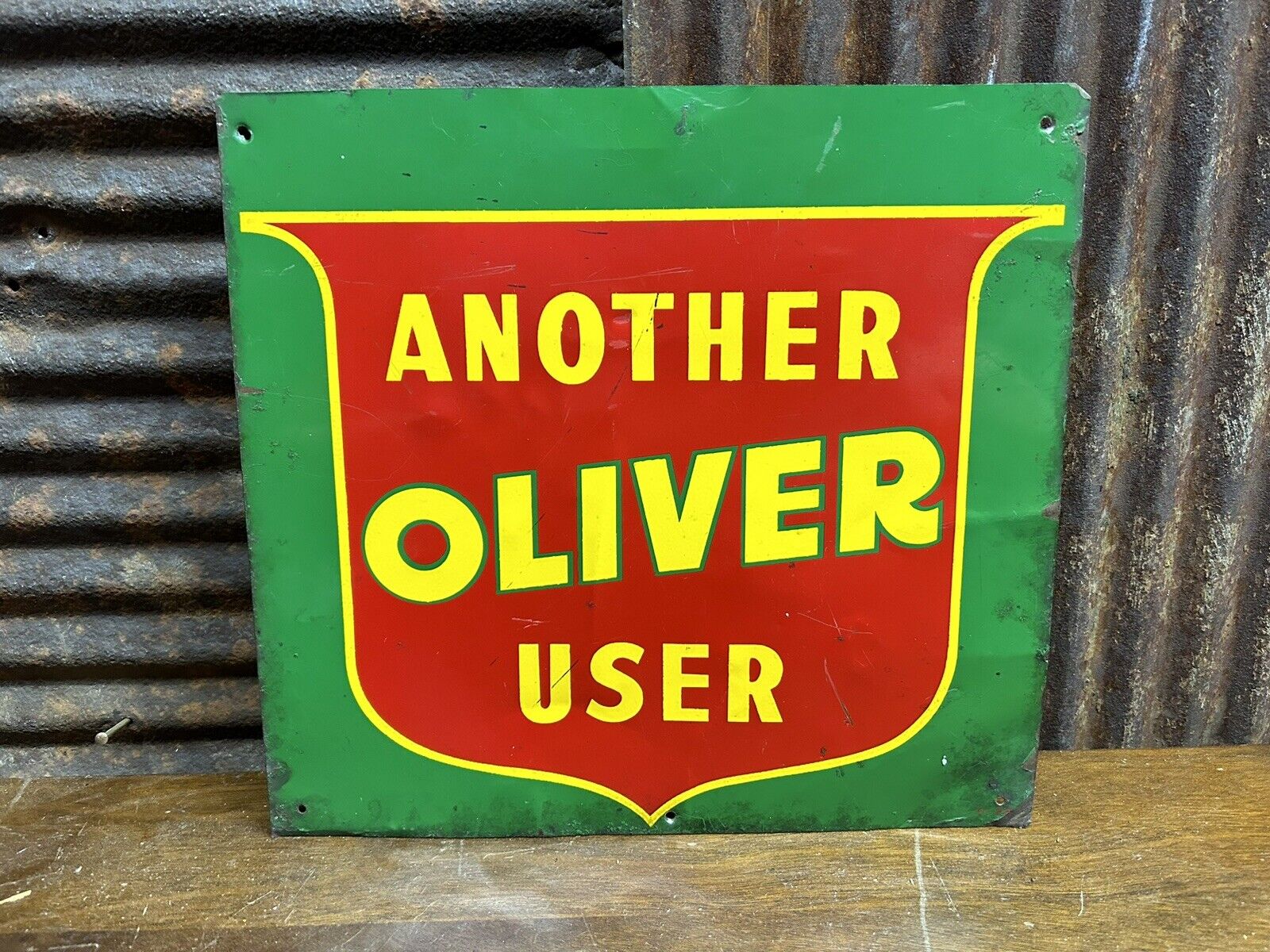 Rare Vintage Metal Oliver Tractor Sign Embossed 1950s Farm Sign