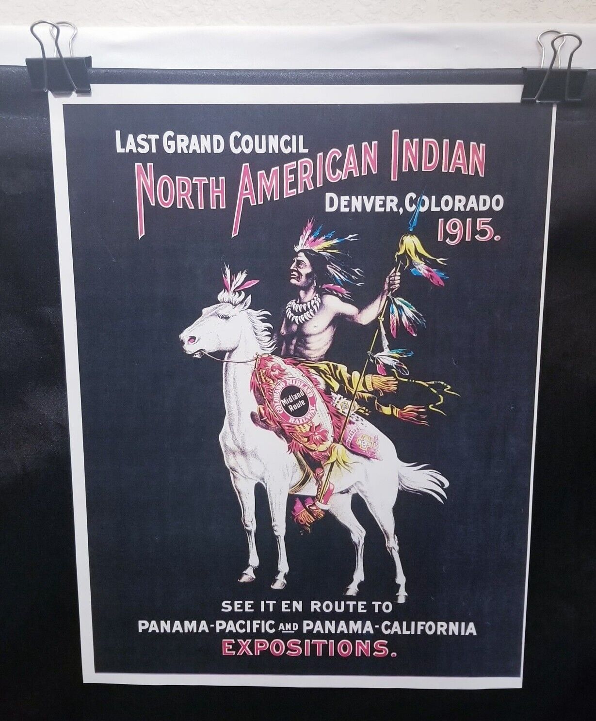 Colorado Midland Railway Last Grand Council North American Indian Poster Denver 