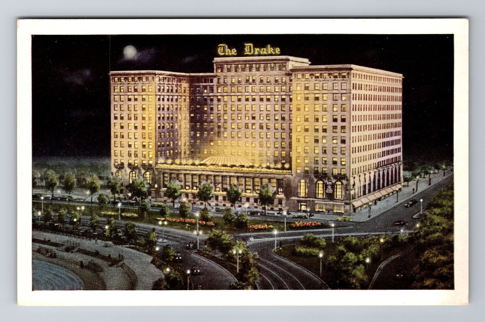 Chicago IL- Illinois, Aerial The Drake Hotel, Advertisement, Vintage Postcard