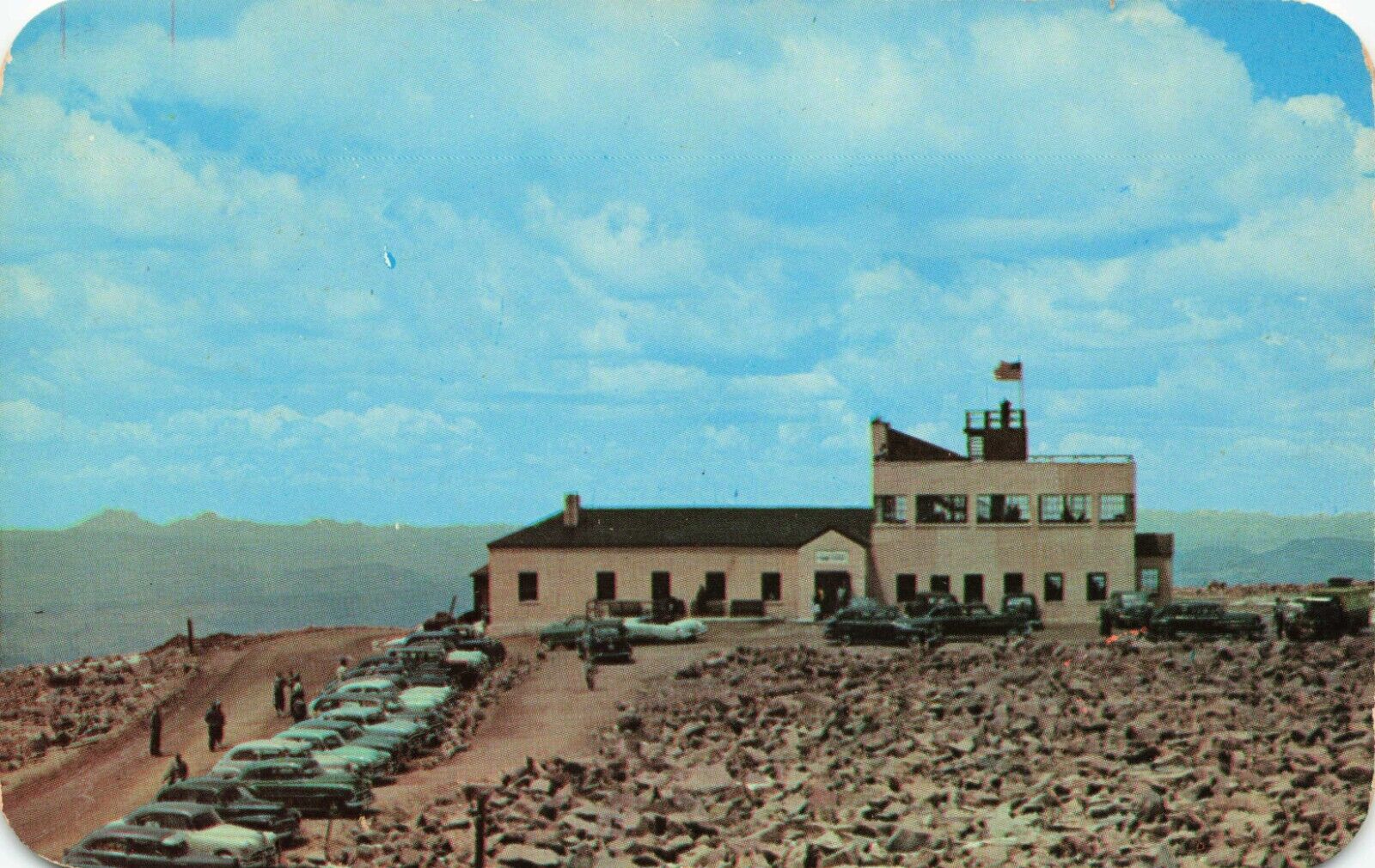 Postcard Pikes Peak Colorado Auto Summit House at the Top of Pikes Peak