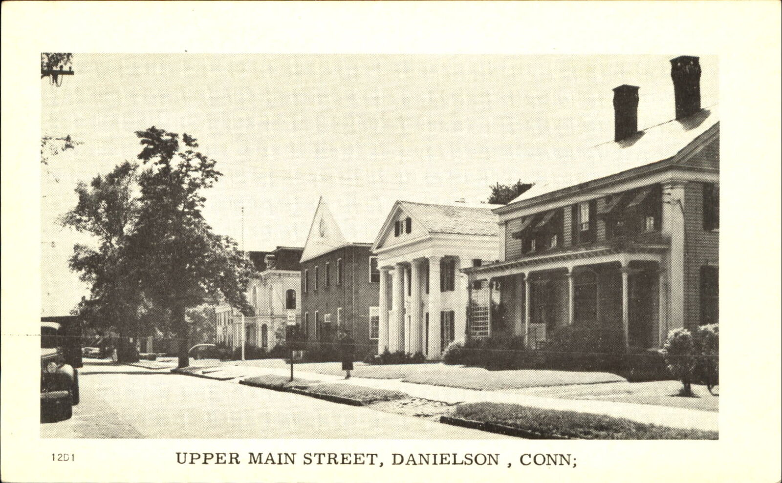 Upper Main Street ~ Danielson Connecticut CT ~ townview card 1940s