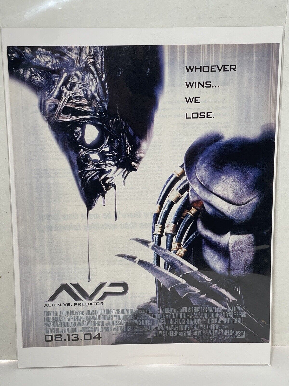 2004 Alien Versus Predator AVP Movie Release Promo Vintage Print Ad/Poster