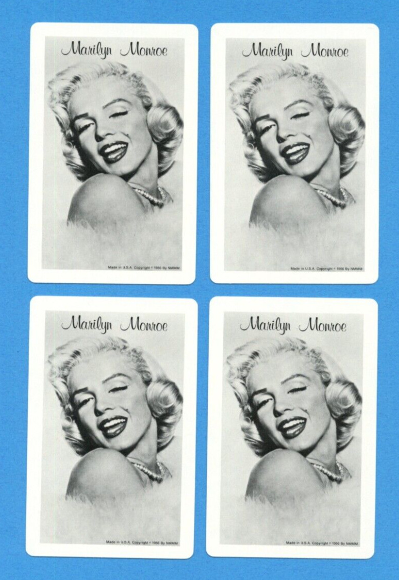 Lot of 4) 1956 Marilyn Monroe Frank Powolny Fur & Pearls Photo Playing Cards 4\'s
