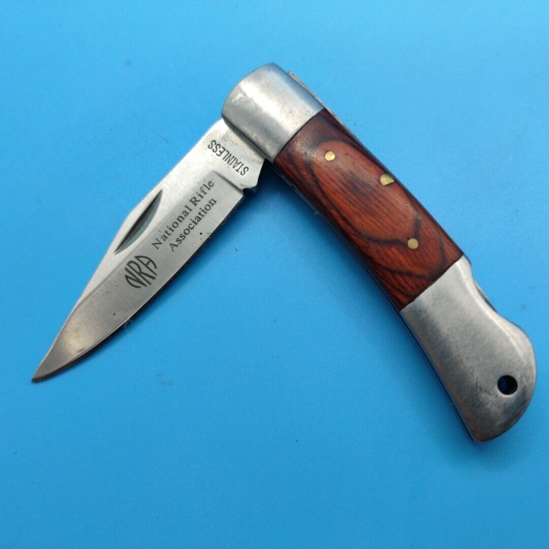 NRA Plain Edge Folding Liner Pocket Knife Pocket knife Wood 521b