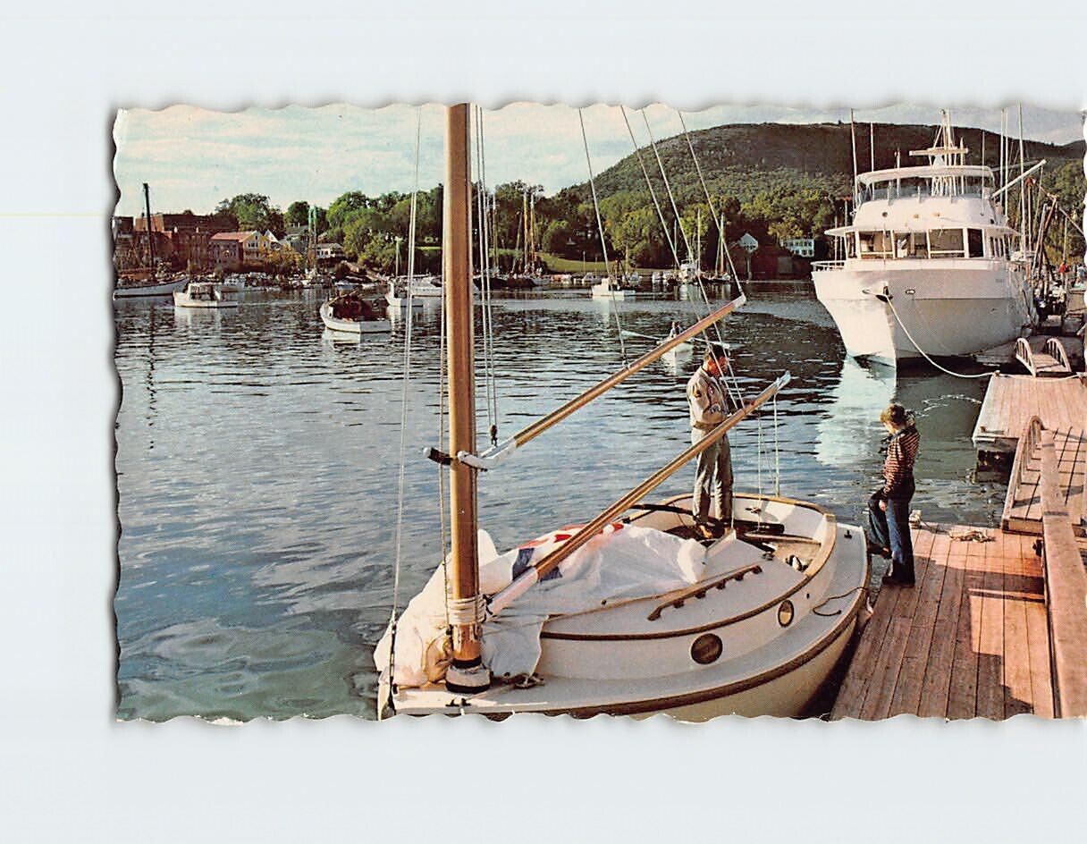 Postcard Pleasure Boating on the Coast of Maine USA