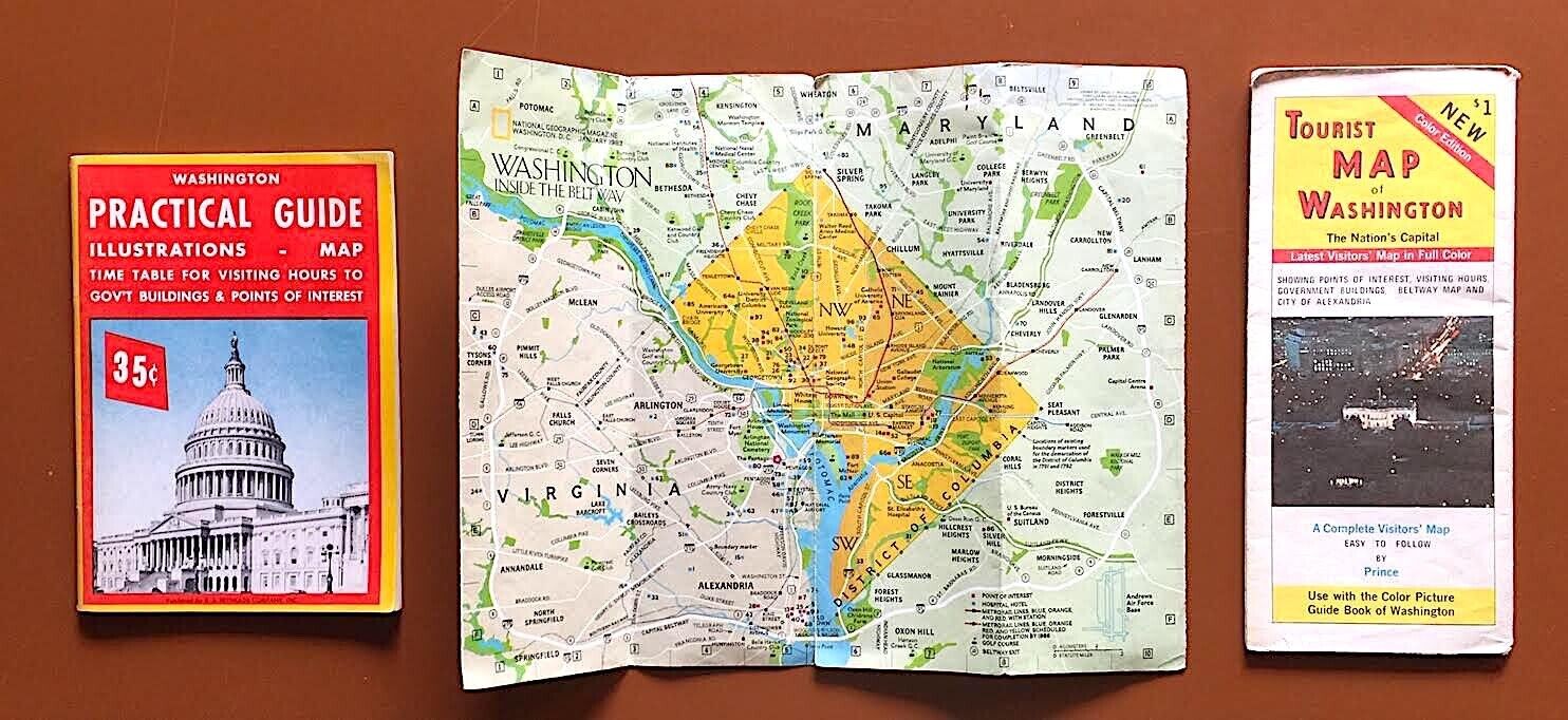 Vintage Maps, Tourist Guidebook for Washington DC 1950’s-1980’s