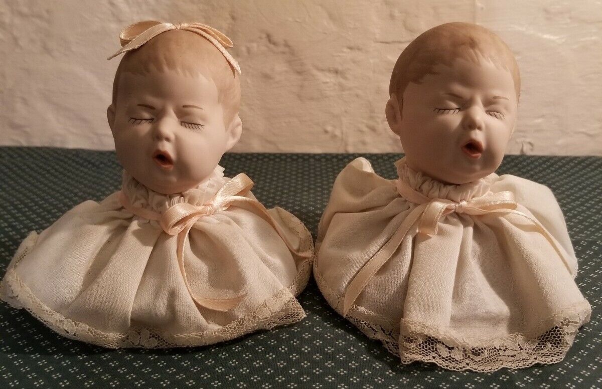 Vintage 1985 Roberta Macdonald Porcelain Crying Baby Boy Girl Figurines