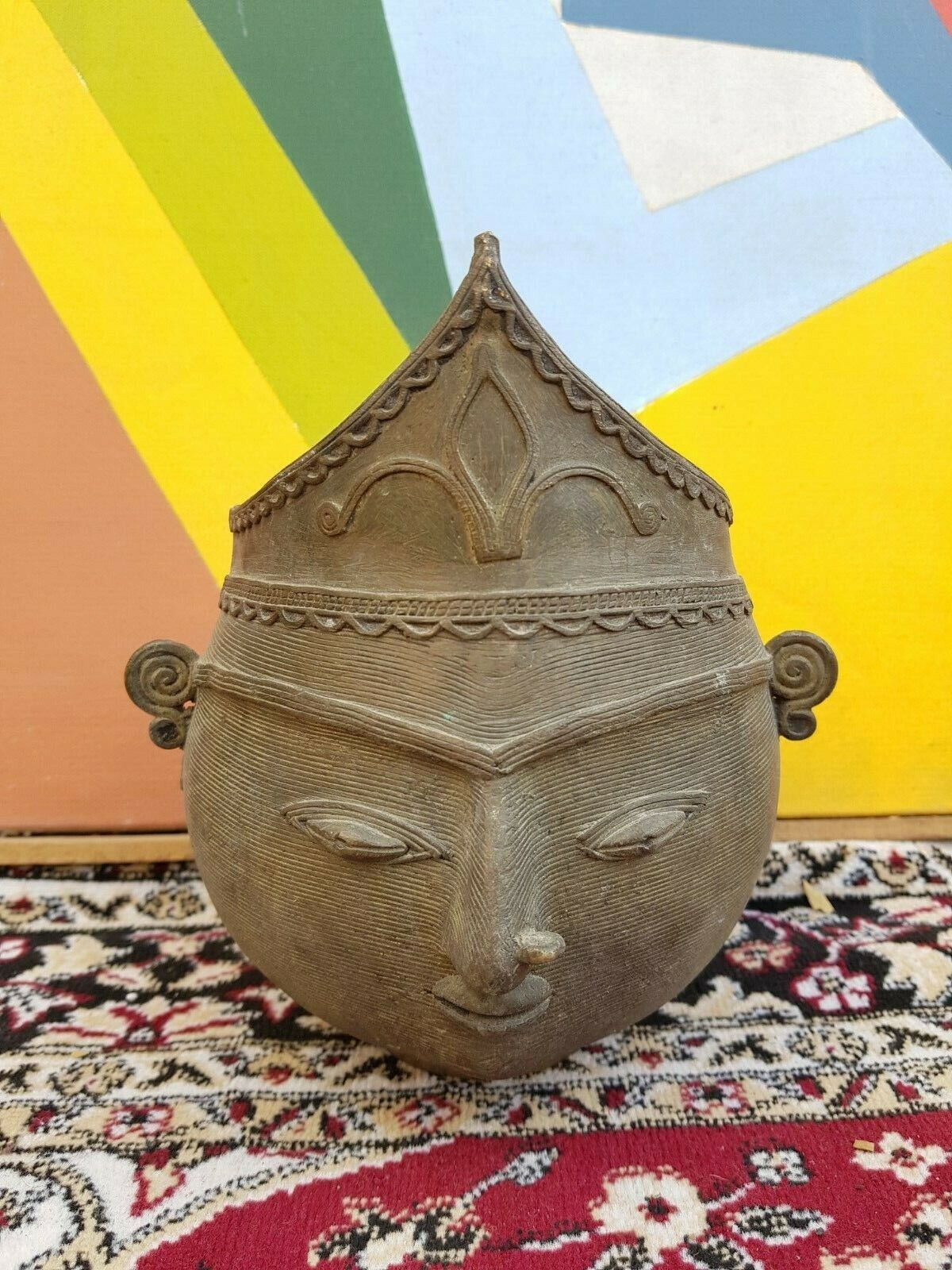 Vintage Old Rare Goddess Devi Durga Maa Face Shape Brass Pot Navaratri Special
