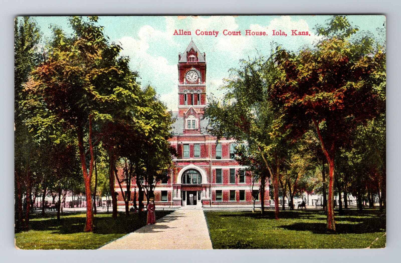 Iola KS-Kansas, Allen County Courthouse, Antique, Vintage Postcard
