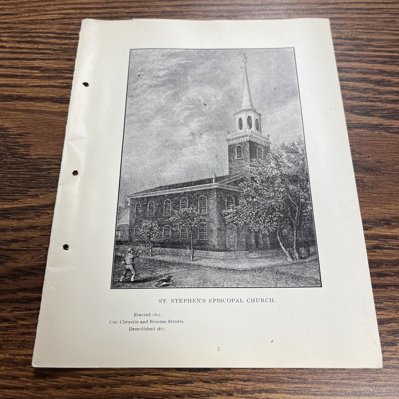 Antique Paper St Stephen’s Episcopal Church Broome St New York City NYC History
