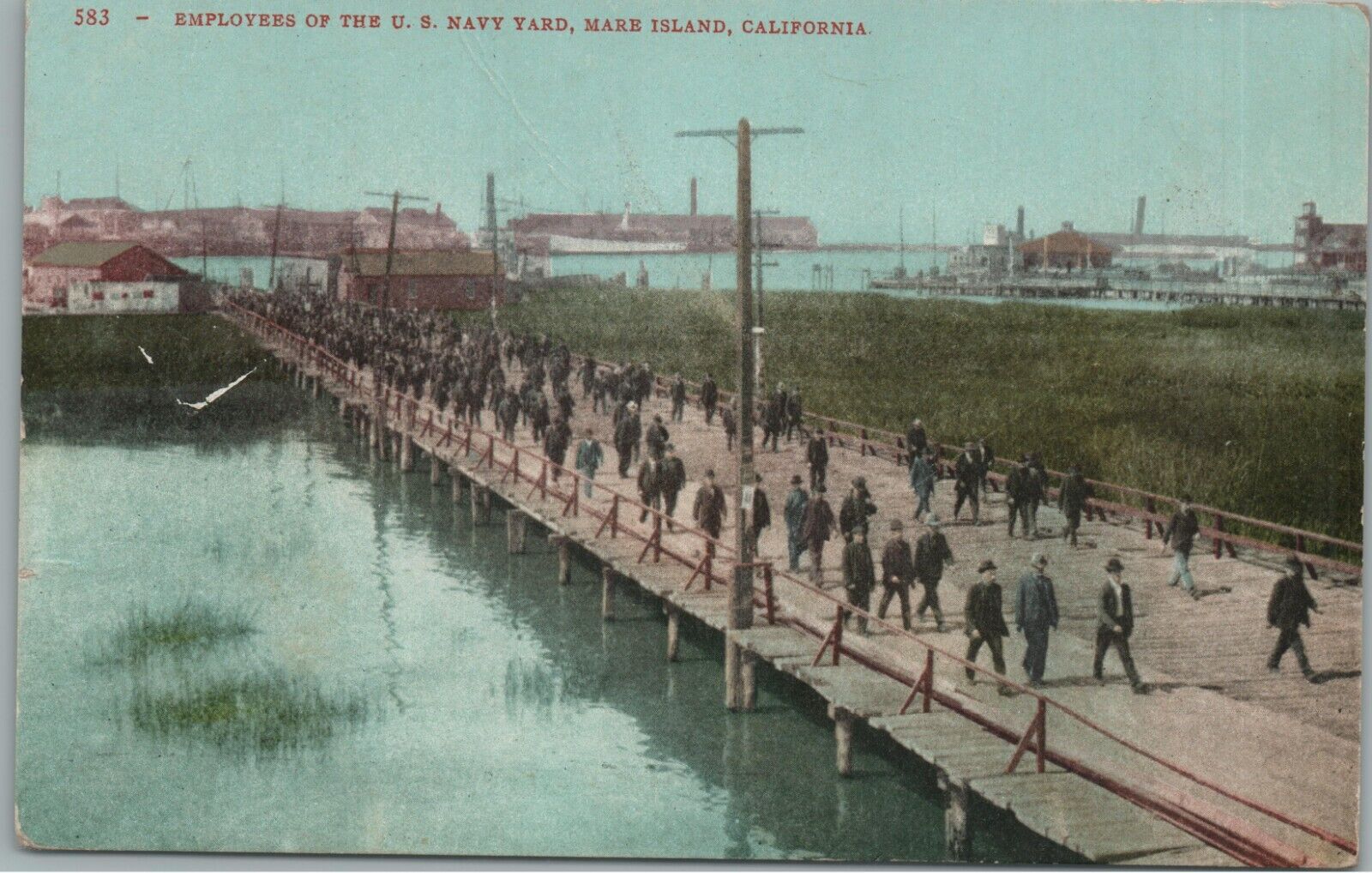 Mare Island California Employees Of The U.S. Navy Yard Vintage 1908 Postcard